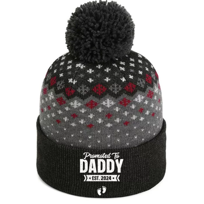 Promoted To Daddy Est. 2024 Baby Gift For New Daddy The Baniff Cuffed Pom Beanie