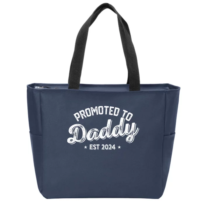 Promoted To Daddy Est. 2024 New Dad New Birth Fathers Day Zip Tote Bag