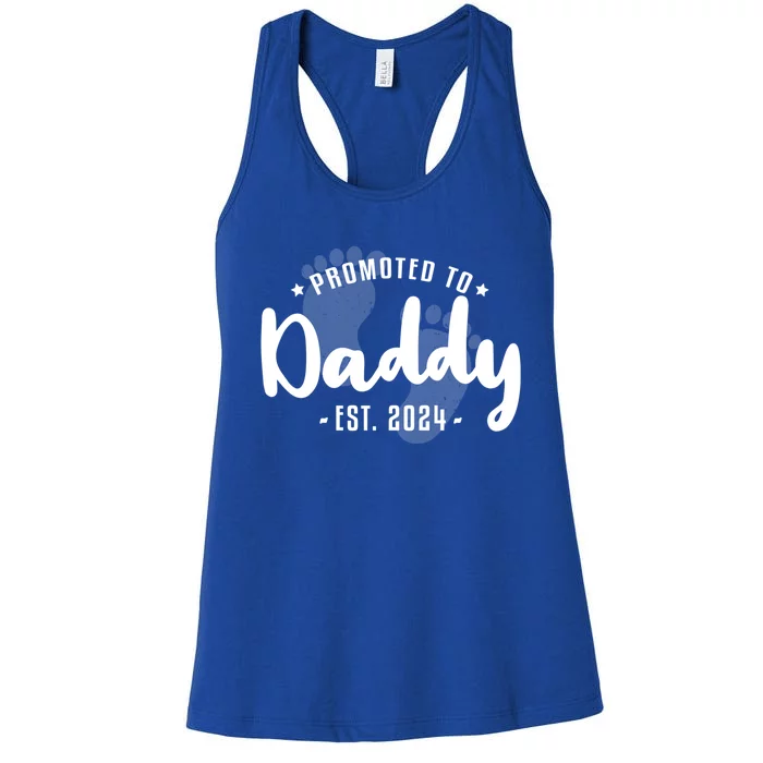 Promoted To Daddy Est 2024 Vintage Dad To Be Fathers Day Gift Women's Racerback Tank