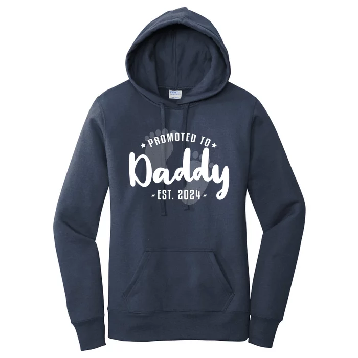 Promoted To Daddy Est 2024 Vintage Dad To Be Fathers Day Gift Women's Pullover Hoodie