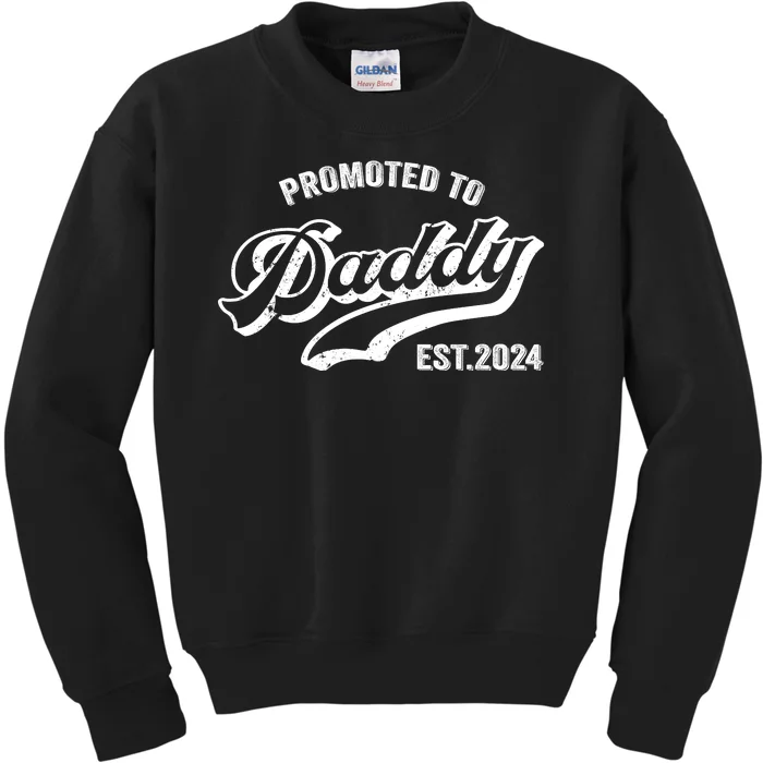 Promoted To Daddy 2024 Funny Humor New Dad Baby First Time Fathers Day Kids Sweatshirt