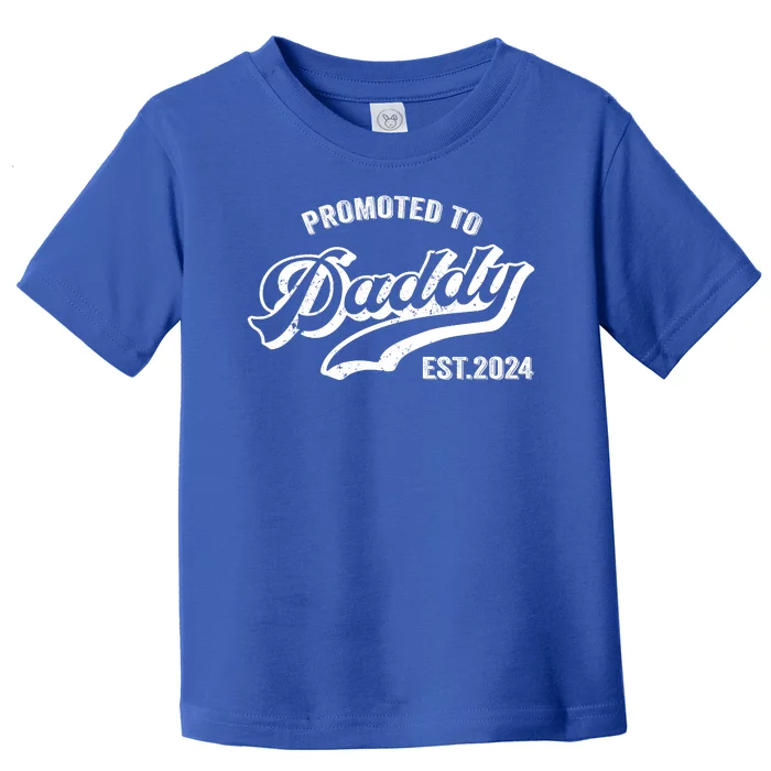 Promoted To Daddy 2024 Funny Humor New Dad Baby First Time Fathers Day Toddler T-Shirt