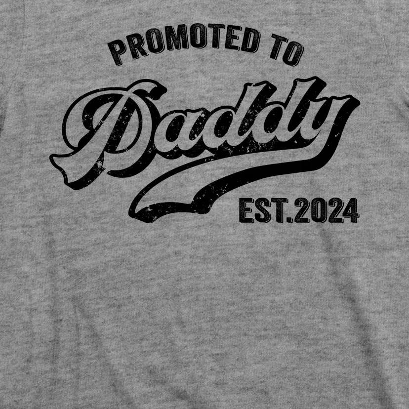 Promoted To Daddy 2024 Funny Humor New Dad Baby First Time Fathers Day T-Shirt