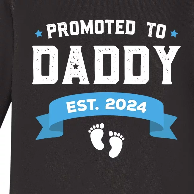 Promoted To Daddy Est. 2024 New Dad Gift First Daddy Baby Long Sleeve Bodysuit