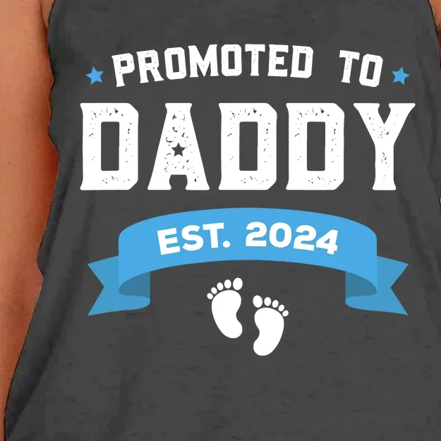 Promoted To Daddy Est. 2024 New Dad Gift First Daddy Women's Knotted Racerback Tank