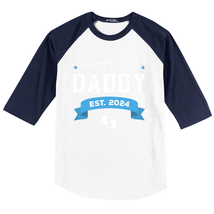 Promoted To Daddy Est. 2024 New Dad Gift First Daddy Baseball Sleeve Shirt