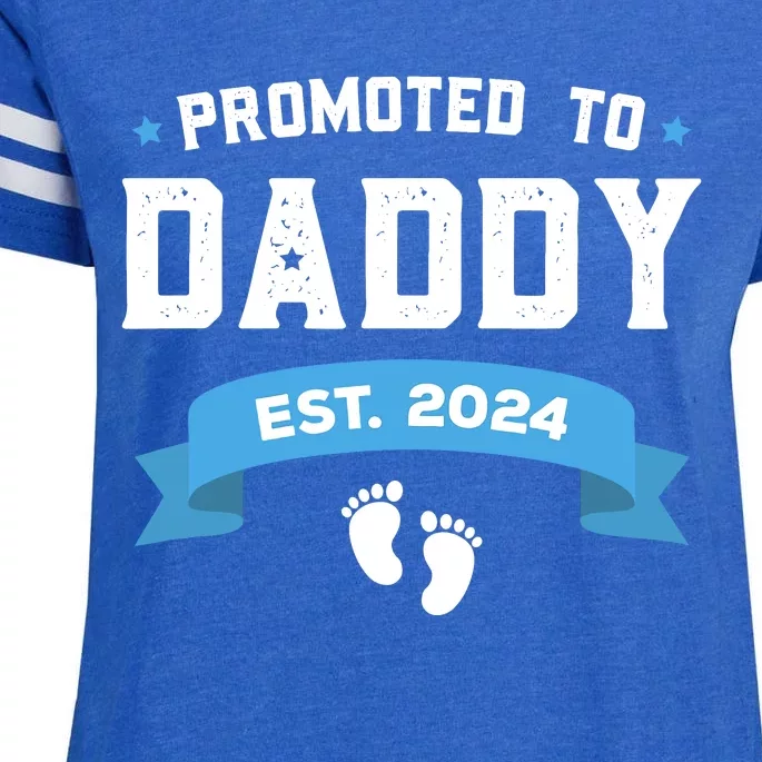 Promoted To Daddy Est. 2024 New Dad Gift First Daddy Enza Ladies Jersey Football T-Shirt