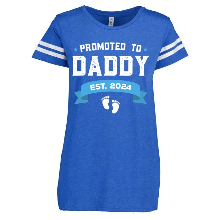 Promoted To Daddy Est. 2024 New Dad Gift First Daddy Enza Ladies Jersey Football T-Shirt