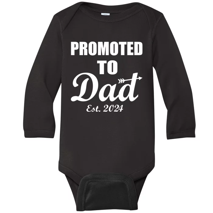 Promoted To Dad Est 2024 New Dad Baby Long Sleeve Bodysuit