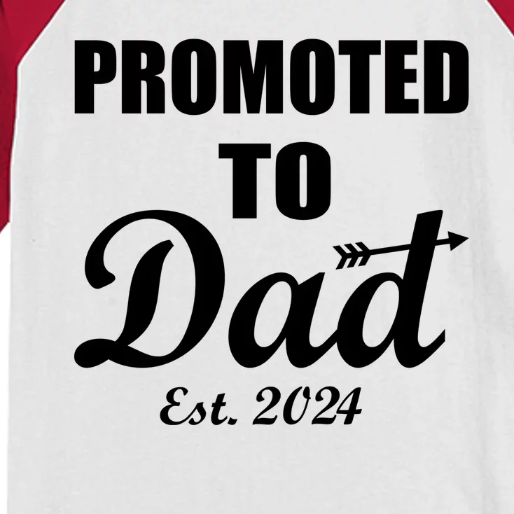 Promoted To Dad Est 2024 New Dad Kids Colorblock Raglan Jersey