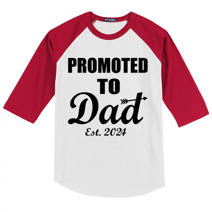 Promoted To Dad Est 2024 New Dad Kids Colorblock Raglan Jersey