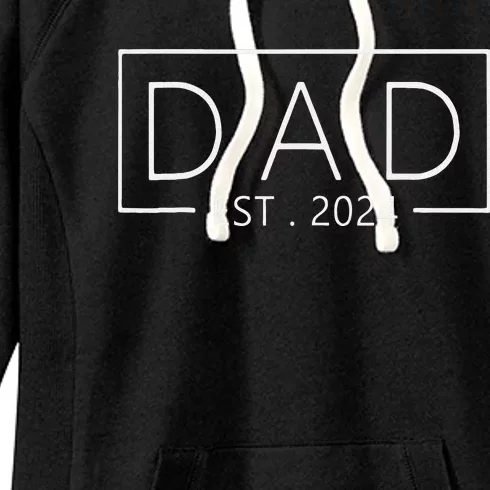 Promoted To Dad 2024 New Dad Fathers Day Baby Daddy Gift Women's Fleece Hoodie