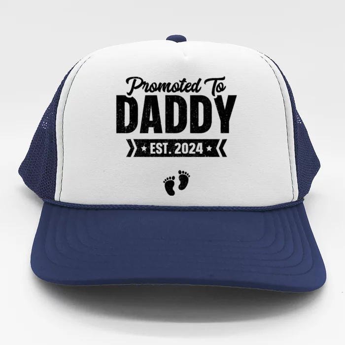 Promoted To Daddy Est. 2024 Baby Gift For New Daddy Trucker Hat