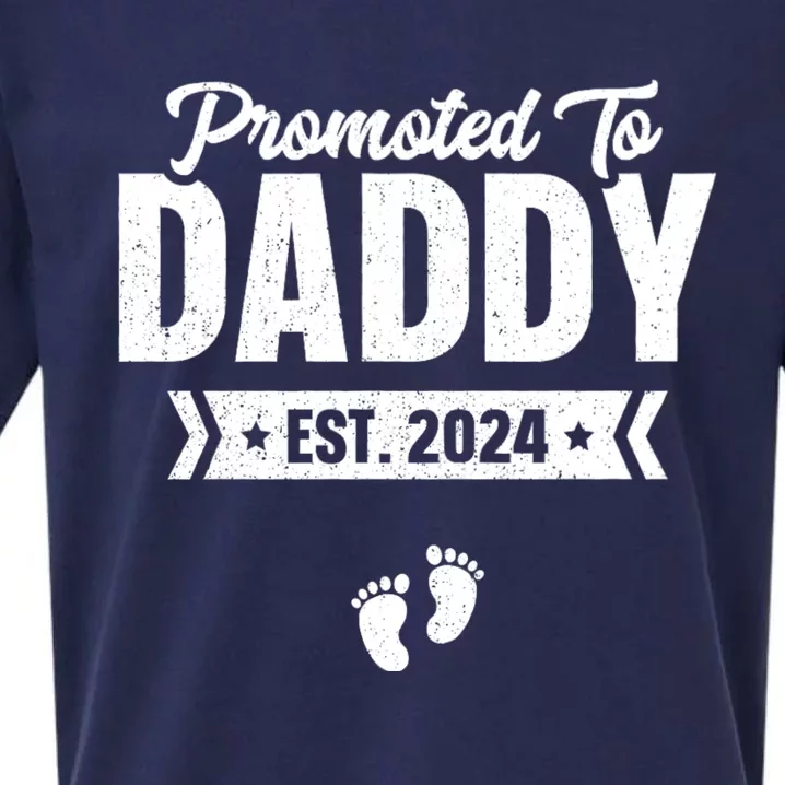 Promoted To Daddy Est. 2024 Baby Gift For New Daddy Sueded Cloud Jersey T-Shirt