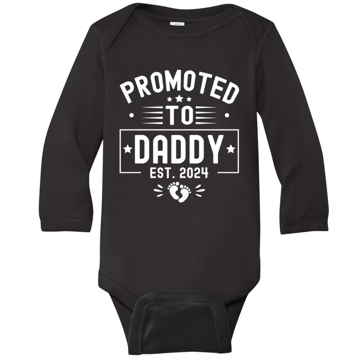 Promoted To Daddy Est. 2024 Soon To Be Dad New Daddy 2024 Baby Long Sleeve Bodysuit