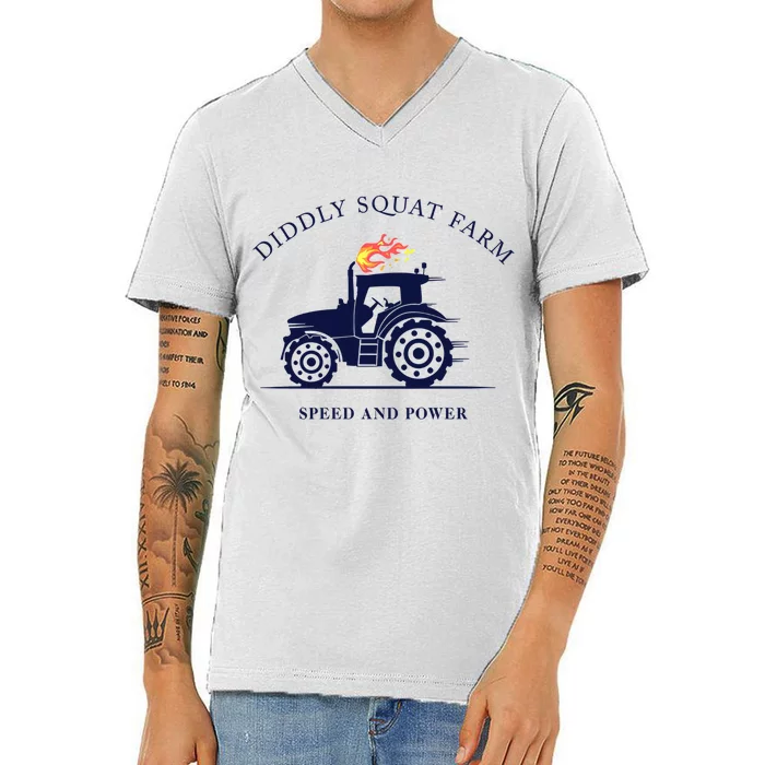 Perfect Tractor Design Diddly Squat Farm Speed And Power V-Neck T-Shirt