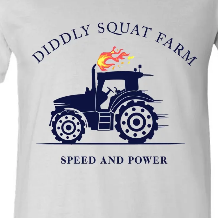 Perfect Tractor Design Diddly Squat Farm Speed And Power V-Neck T-Shirt