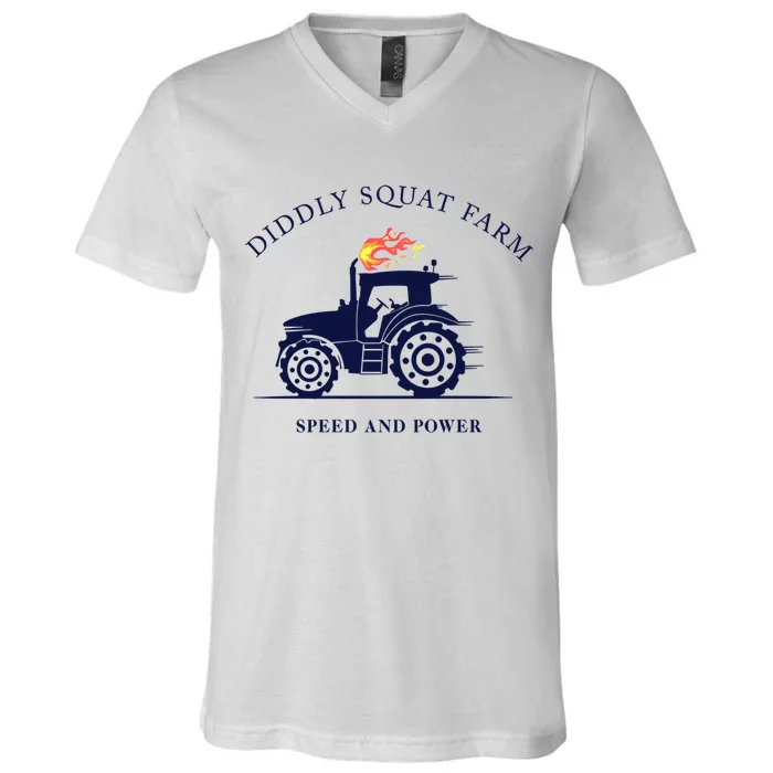 Perfect Tractor Design Diddly Squat Farm Speed And Power V-Neck T-Shirt