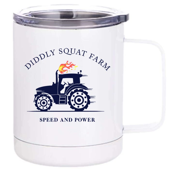 Perfect Tractor Design Diddly Squat Farm Speed And Power Front & Back 12oz Stainless Steel Tumbler Cup