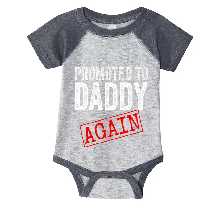 Promoted To Daddy Again Dad Pregnancy Announcement Infant Baby Jersey Bodysuit