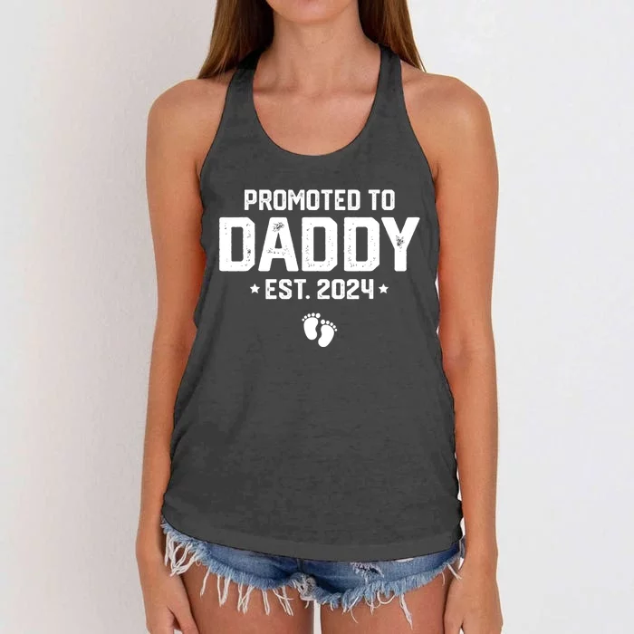 Promoted To Dad 2024 New Dad FatherS Day Soon Daddy Women's Knotted Racerback Tank