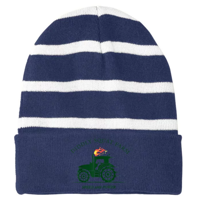 Perfect Tractor Design Diddly Squat Farm Speed And Power Striped Beanie with Solid Band