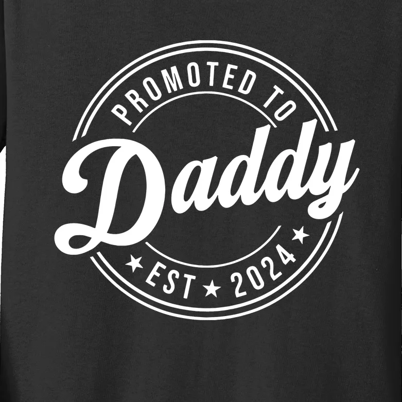 Promoted To Daddy 2024 Soon To Be Daddy Gift New Dad Kids Long Sleeve Shirt