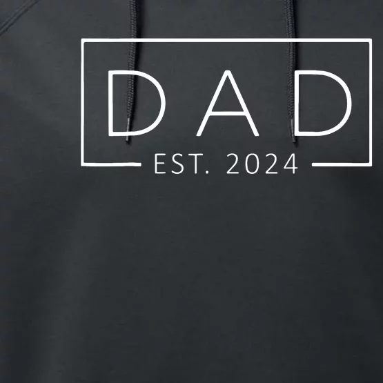 Promoted To Daddy Est 2024 Fathers Day First Time Dad 2024 Performance Fleece Hoodie