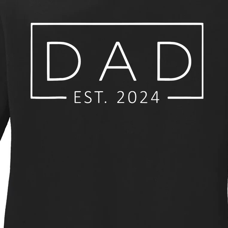 Promoted To Daddy Est 2024 Fathers Day First Time Dad 2024 Ladies Long Sleeve Shirt