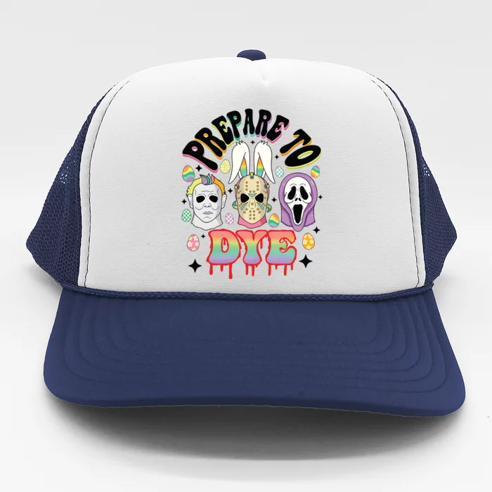 Prepare To Dye Easter Bunny Horror Movie Characters Trucker Hat