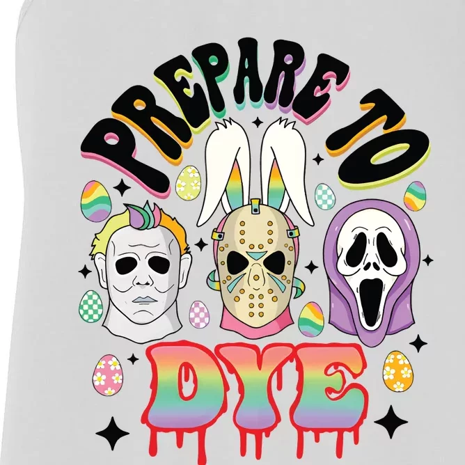 Prepare To Dye Easter Bunny Horror Movie Characters Women's Racerback Tank