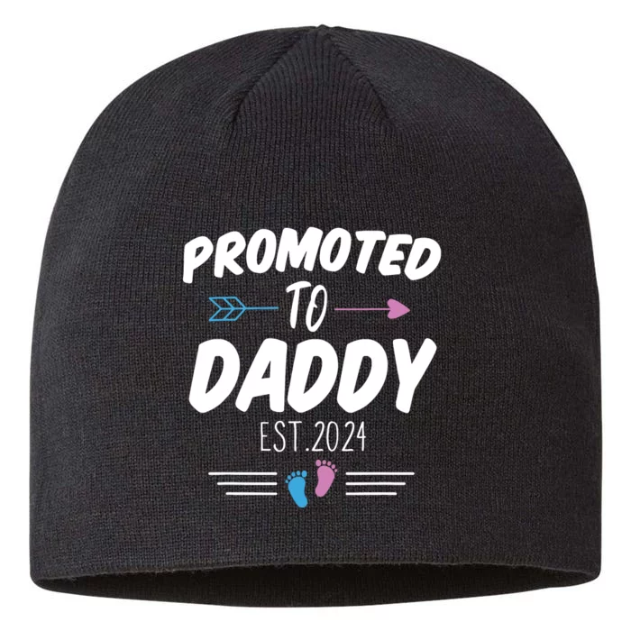 Promoted To Daddy Est 2024 Soon To Be Daddy First Time Daddy 8 1/2in Sustainable Knit Beanie