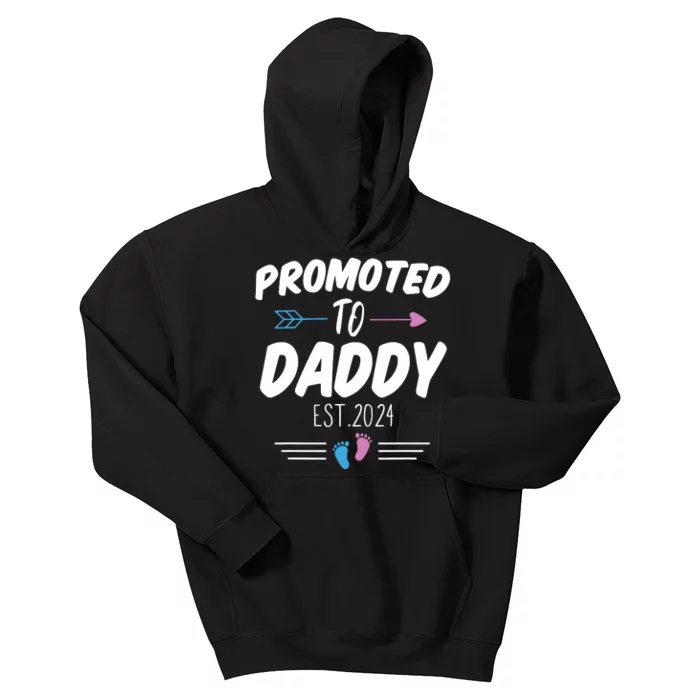 Promoted To Daddy Est 2024 Soon To Be Daddy First Time Daddy Kids Hoodie