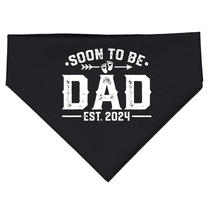 Promoted To Daddy Est 2024 Gift Soon To Be Dad 2024 USA-Made Doggie Bandana