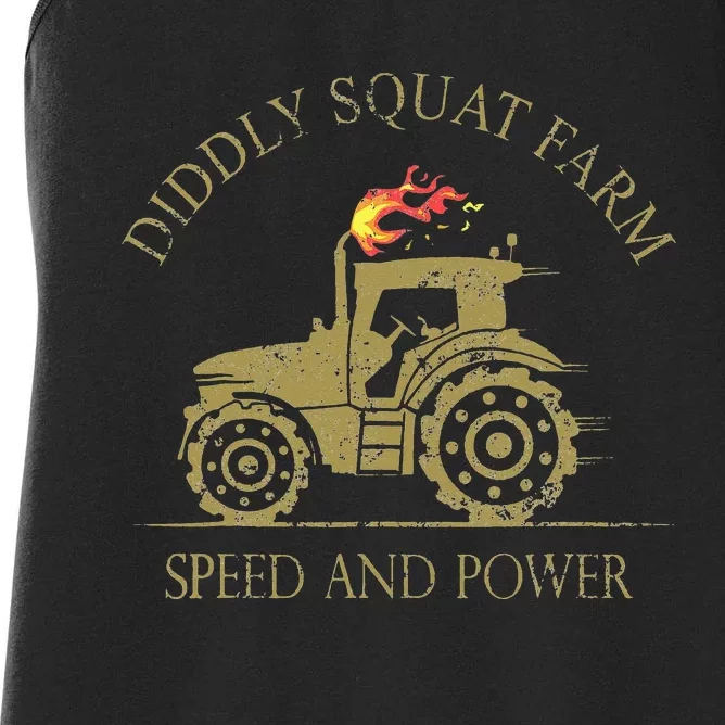 Perfect Tractor Design Diddly Squat Farm Speed And Power Women's Racerback Tank