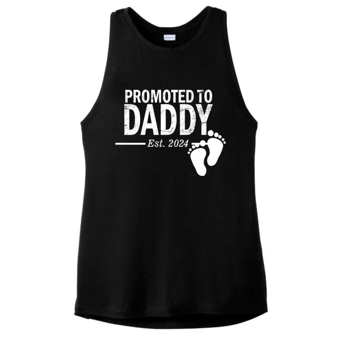 Promoted To Daddy Established 2024 New Dad Ladies Tri-Blend Wicking Tank