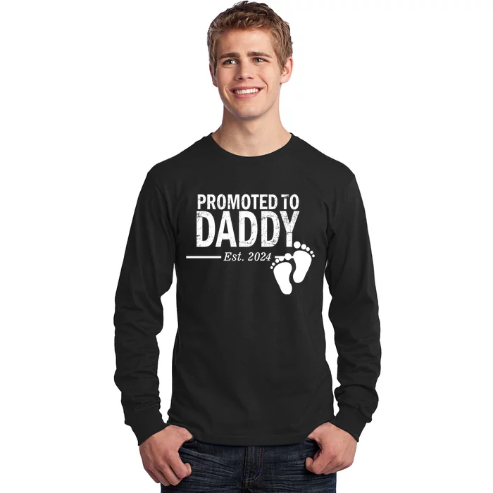 Promoted To Daddy Established 2024 New Dad Long Sleeve Shirt