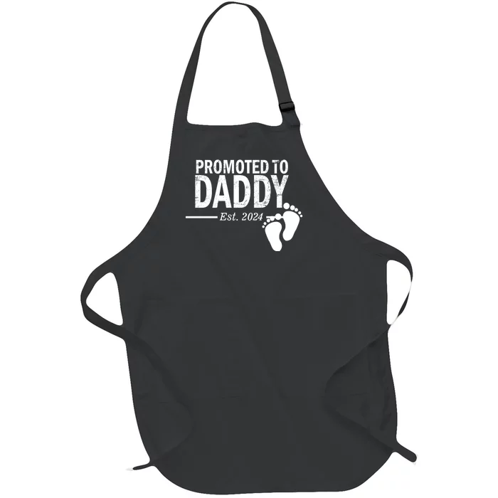 Promoted To Daddy Established 2024 New Dad Full-Length Apron With Pocket