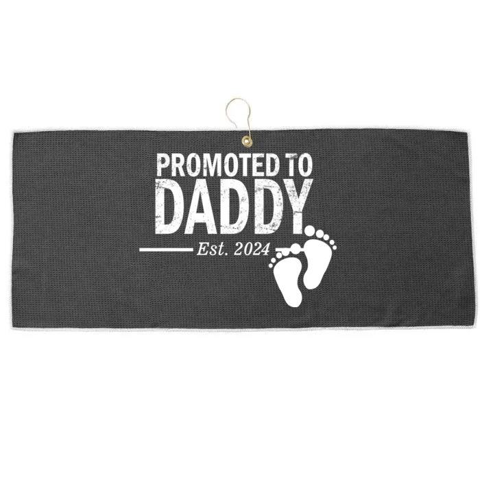 Promoted To Daddy Established 2024 New Dad Large Microfiber Waffle Golf Towel