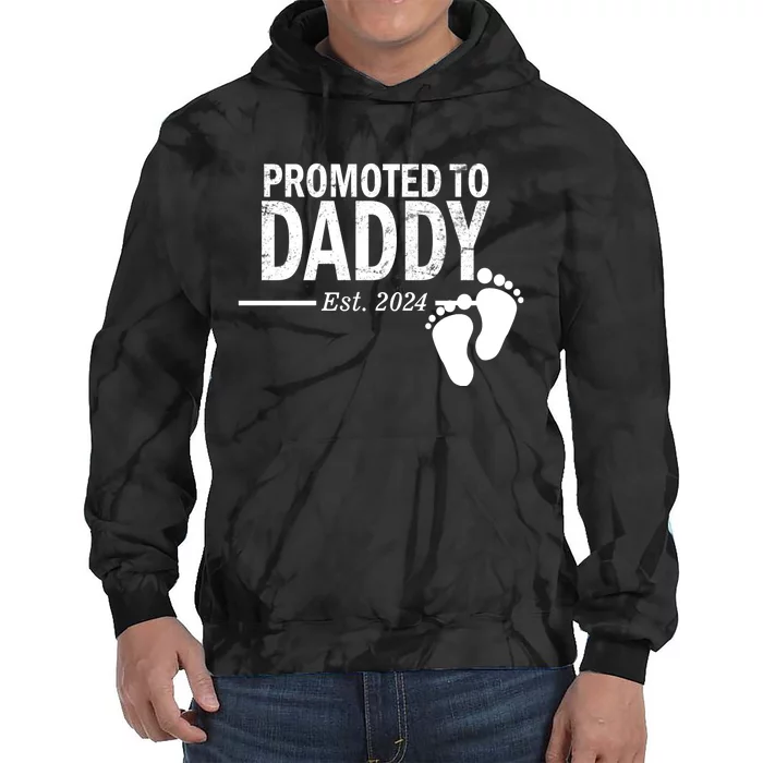 Promoted To Daddy Established 2024 New Dad Tie Dye Hoodie