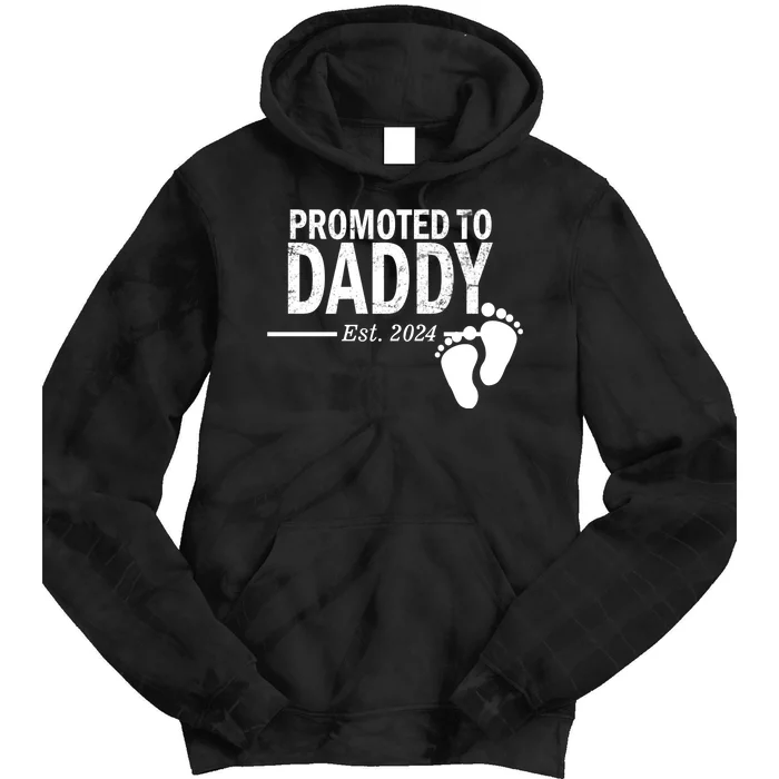 Promoted To Daddy Established 2024 New Dad Tie Dye Hoodie