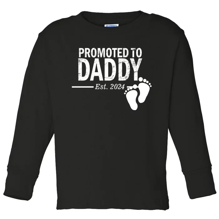 Promoted To Daddy Established 2024 New Dad Toddler Long Sleeve Shirt