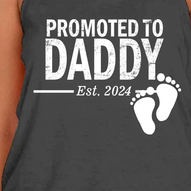 Promoted To Daddy Established 2024 New Dad Women's Knotted Racerback Tank