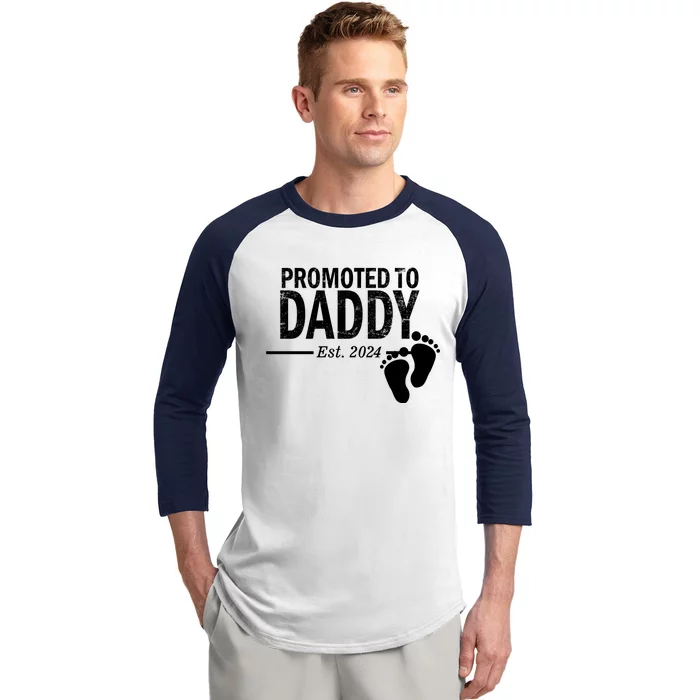 Promoted To Daddy Established 2024 New Dad Baseball Sleeve Shirt