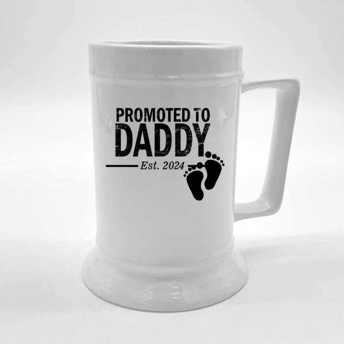 Promoted To Daddy Established 2024 New Dad Front & Back Beer Stein