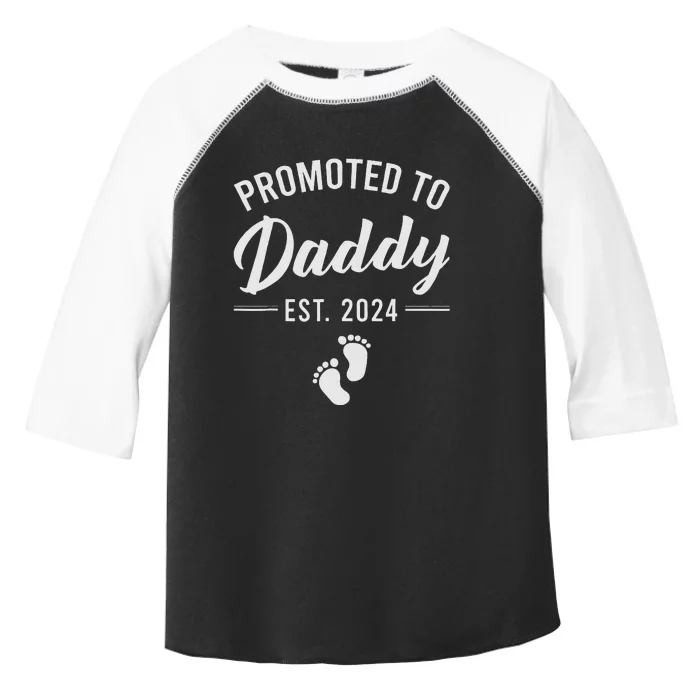 Promoted To Daddy Est 2024 New Dad FirstTime Dad Fathers Day Toddler Fine Jersey T-Shirt