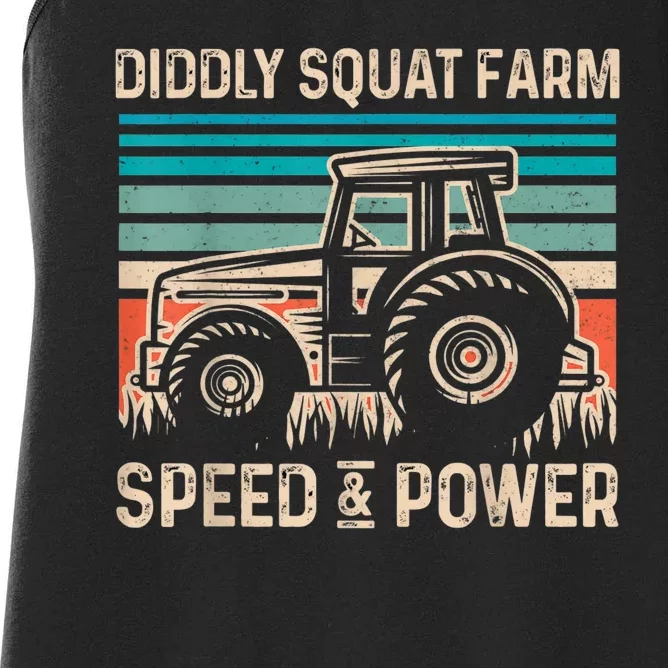 Perfect Tractor Design Diddly Squat Farm Speed And Power Vintage Retro Women's Racerback Tank