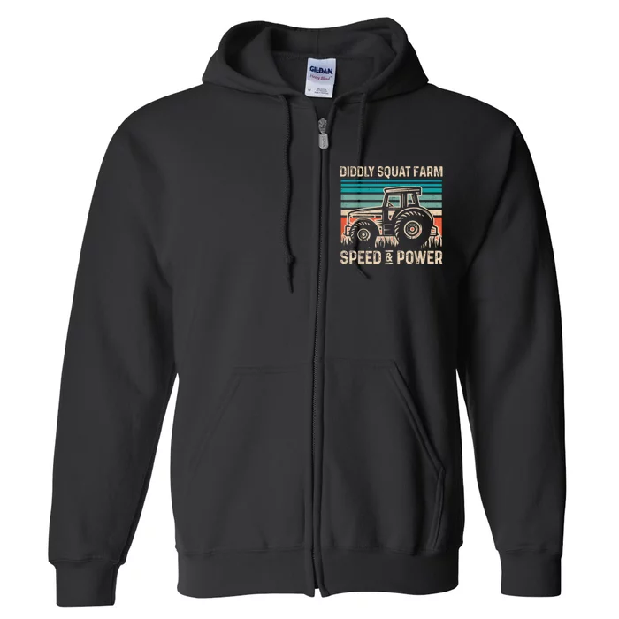 Perfect Tractor Design Diddly Squat Farm Speed And Power Vintage Retro Full Zip Hoodie