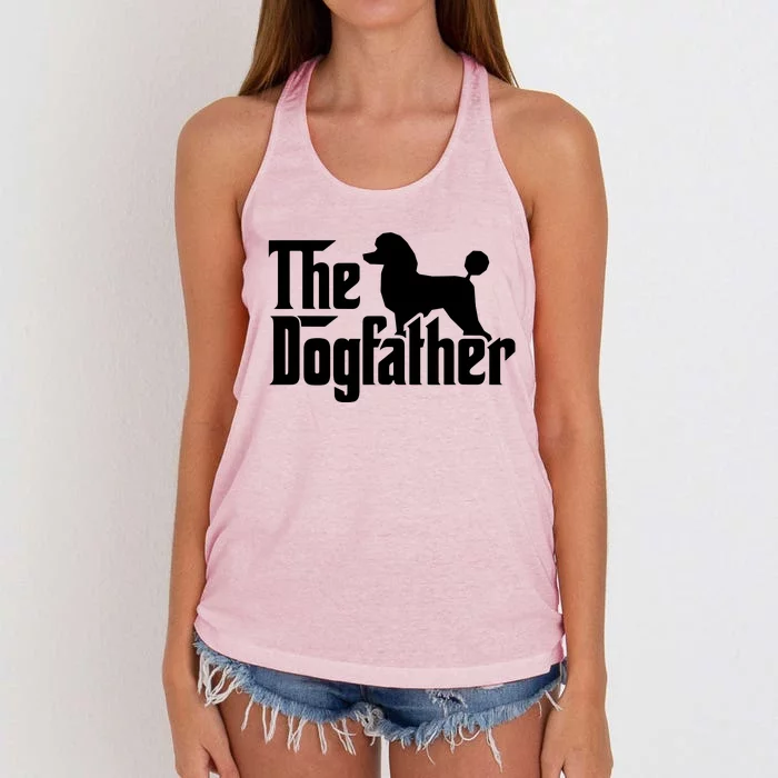 Poodle The Dogfather Cool Dog Daddy Dad Papa Father Women's Knotted Racerback Tank