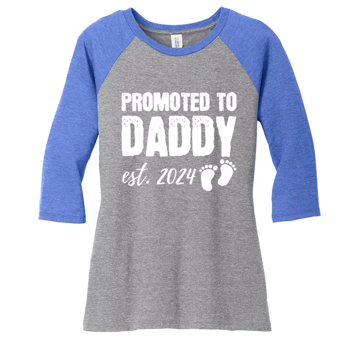 Promoted To Daddy 2024 Soon To Be Dad Husband Gift Women's Tri-Blend 3/4-Sleeve Raglan Shirt